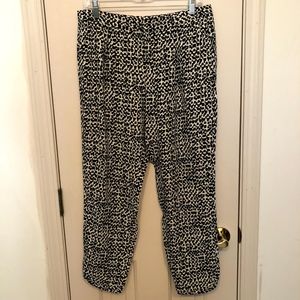 Banana Republic Black Print Drapey Ankle Pant